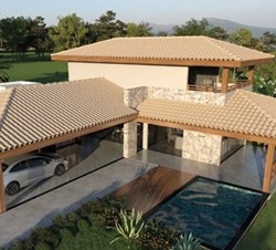 Casa moderna com piscina e garagem