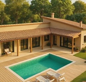 Casa colonial com varanda ampla e piscina